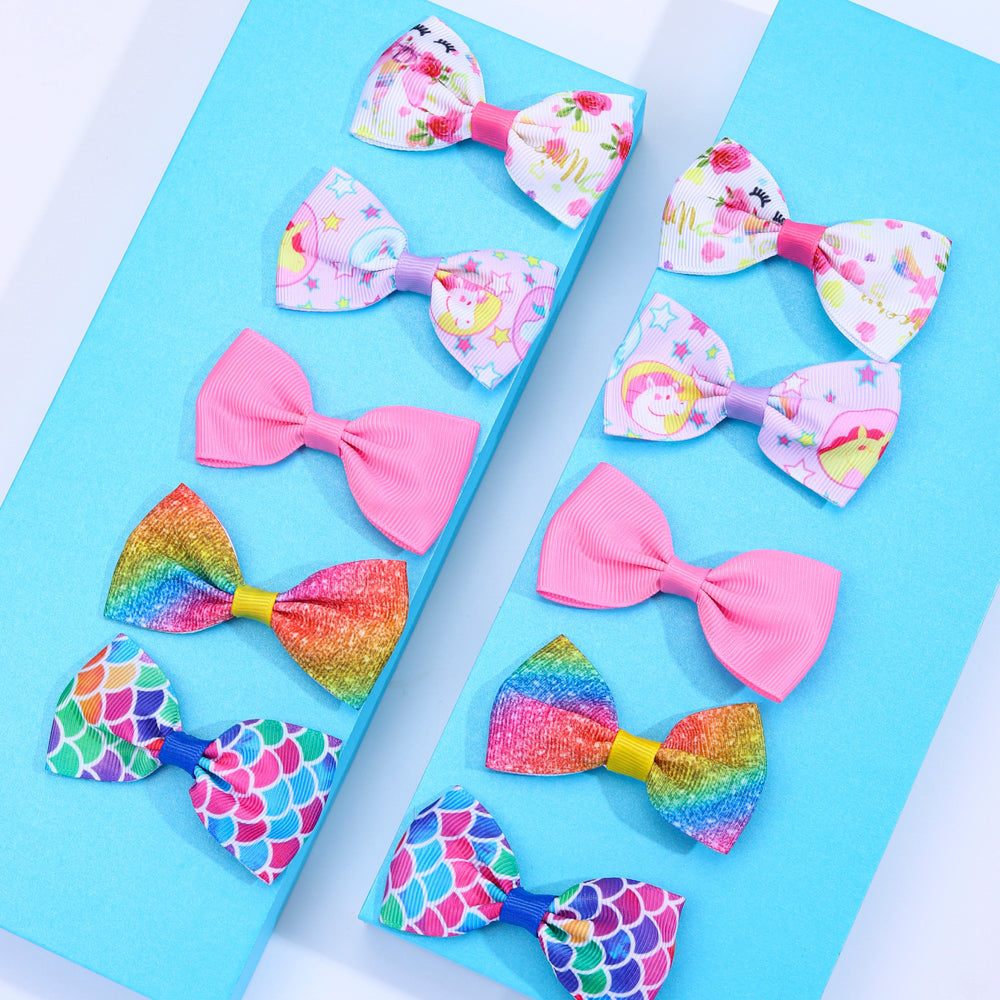 10Pcs Pink Hair Bows Clips