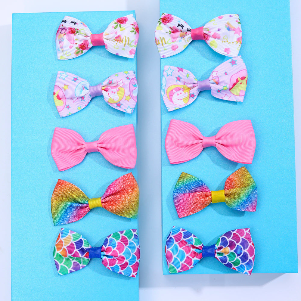 10Pcs Pink Hair Bows Clips