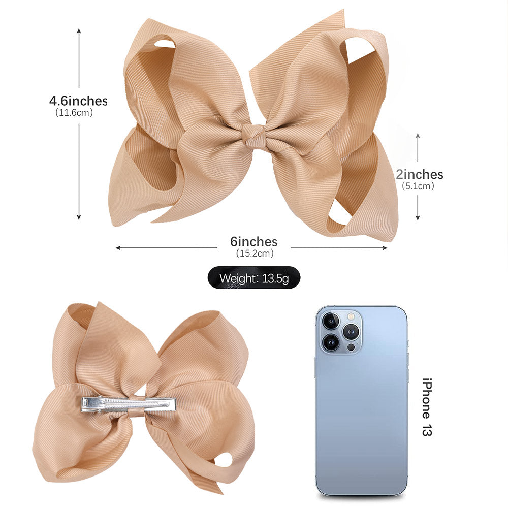 30PCS Solid Color Grosgrain Hair Bows 6 inch