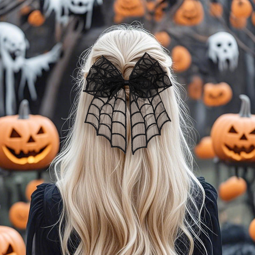 Mesh Boutique Hair Bow Clip Halloween Hair Clip for Girls Kids