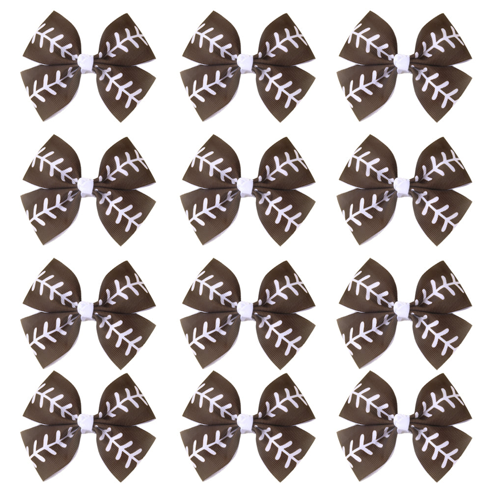 12Pcs Handmade Football Hair Bows Clips