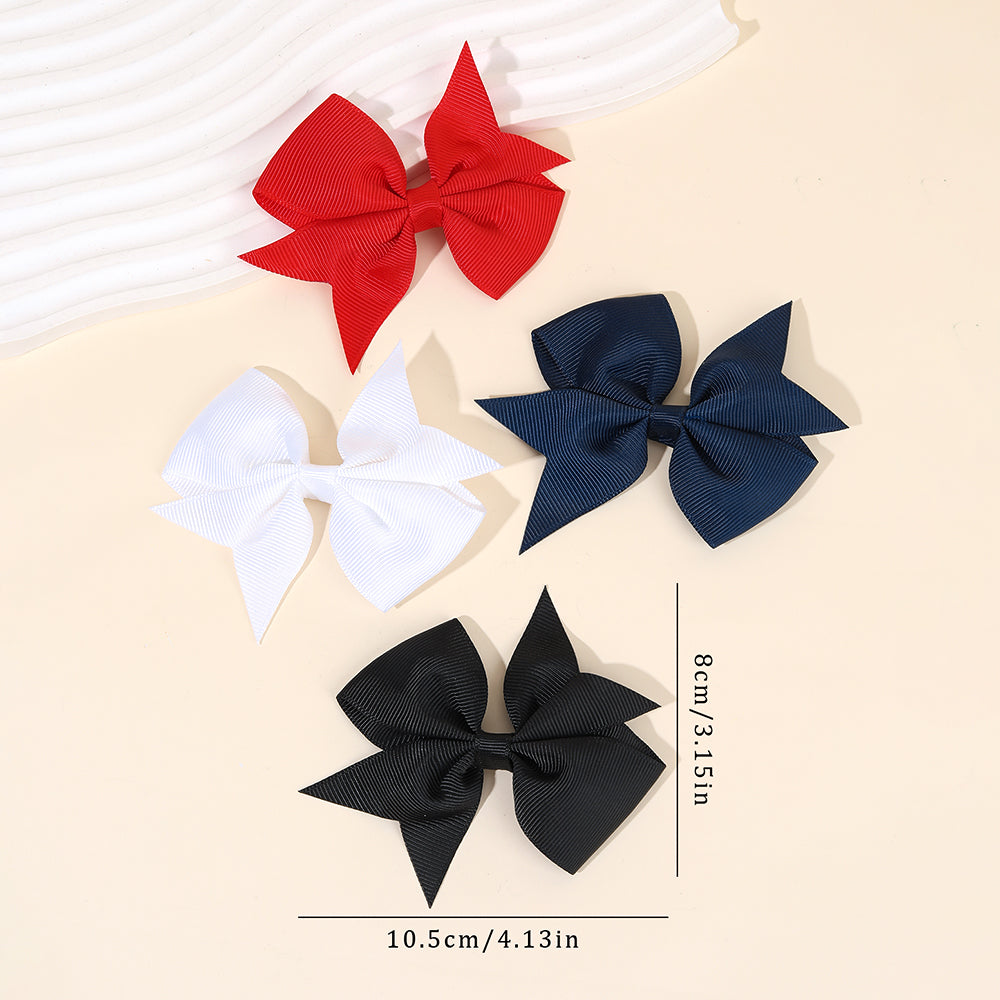 10pcs Solid Color Hair Bows Clips Red Black
