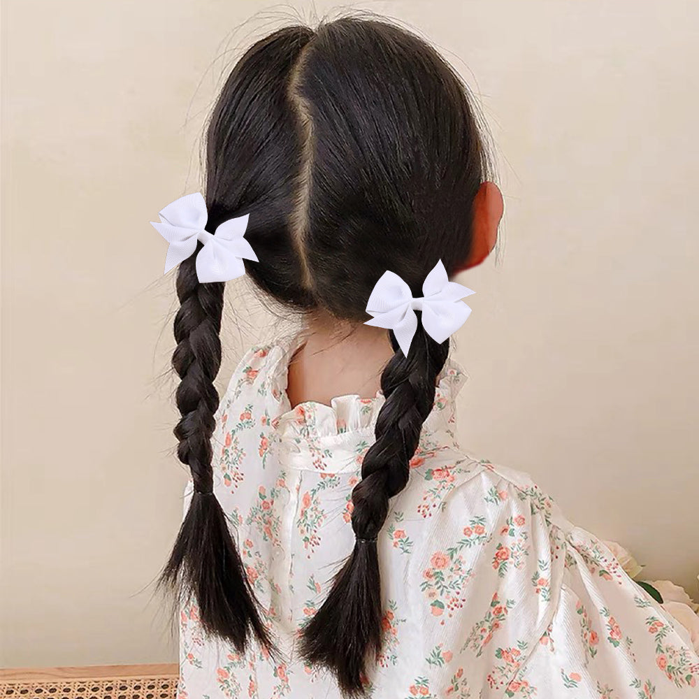 10pcs Solid Color Hair Bows Clips Red Black