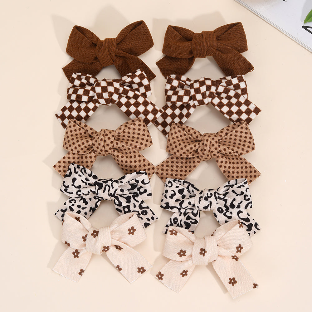 10pcs/set Fabric Pigtail Hair Bows Clips