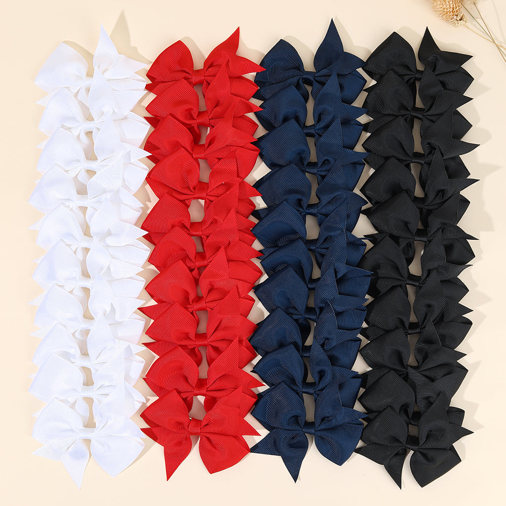 10pcs Solid Color Hair Bows Clips Red Black
