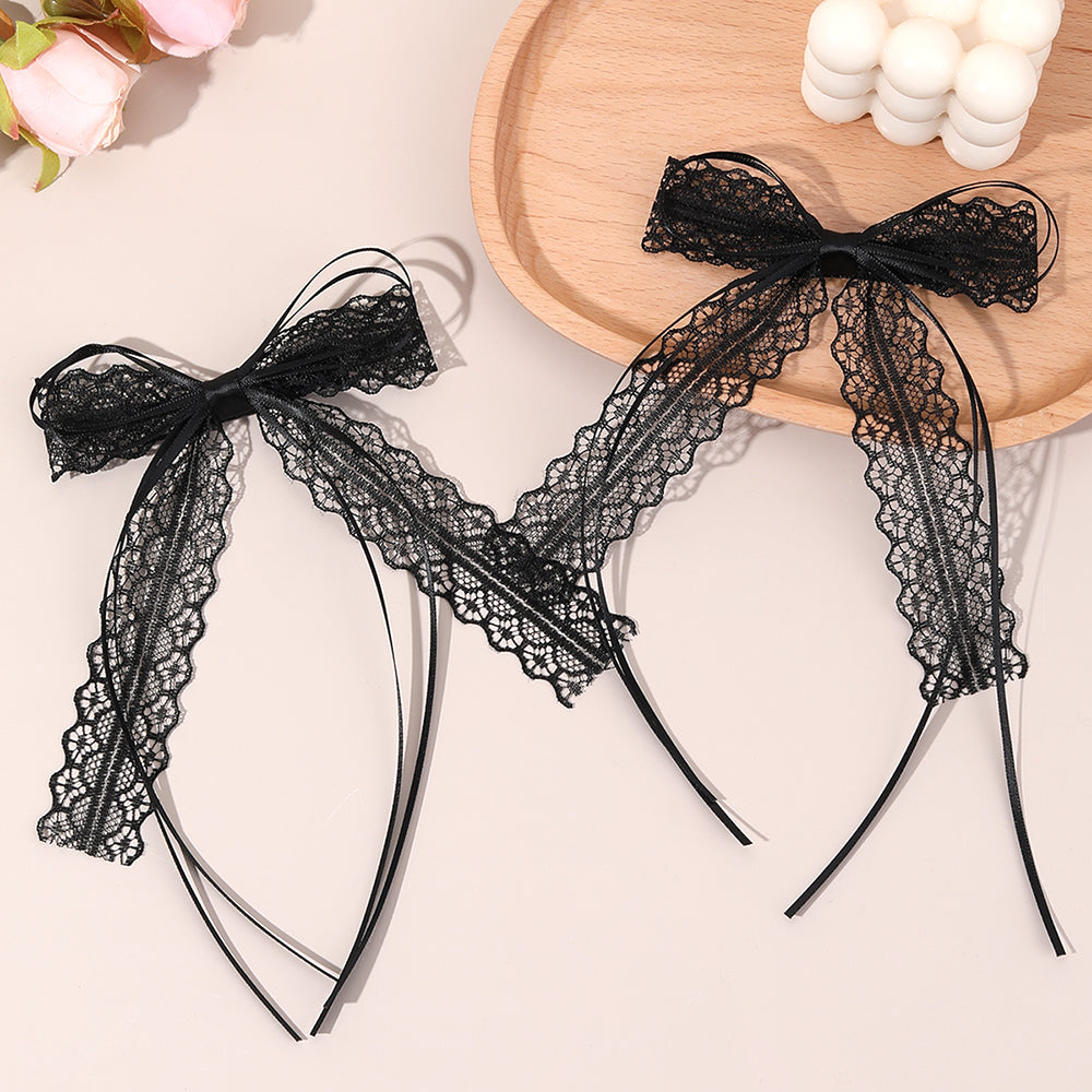 2Pcs Boutique Lace Flower Hair Clip for Women Girls Long Hair Hair Bow Clip