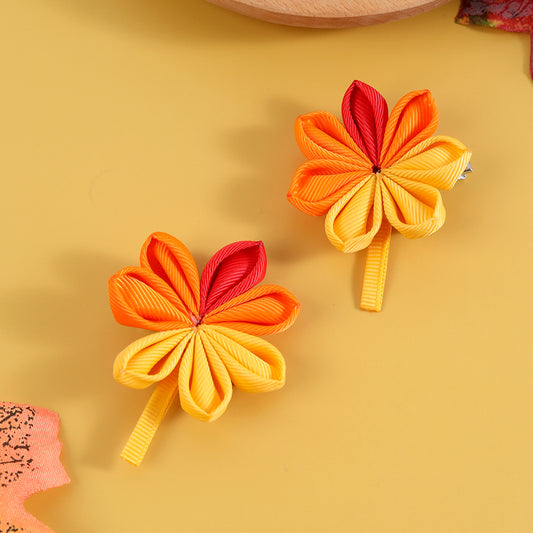 2PCS Thanksgiving Day Maple Leaf Hair Clips