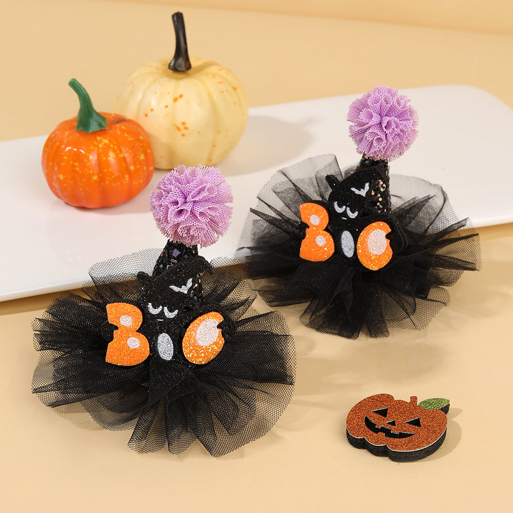 2Pcs Girls Halloween Mesh Crown Hair Clip Cute Cartoon Halloween Hair Clip Kids