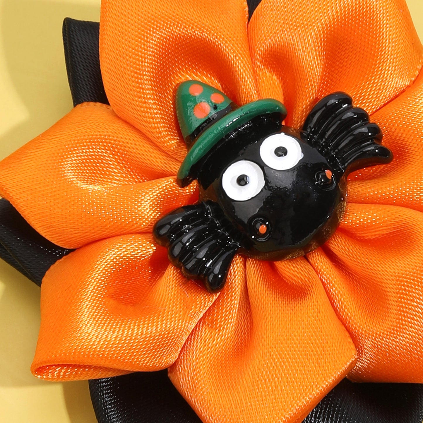 Halloween Spider Satin Flower Hair Bows