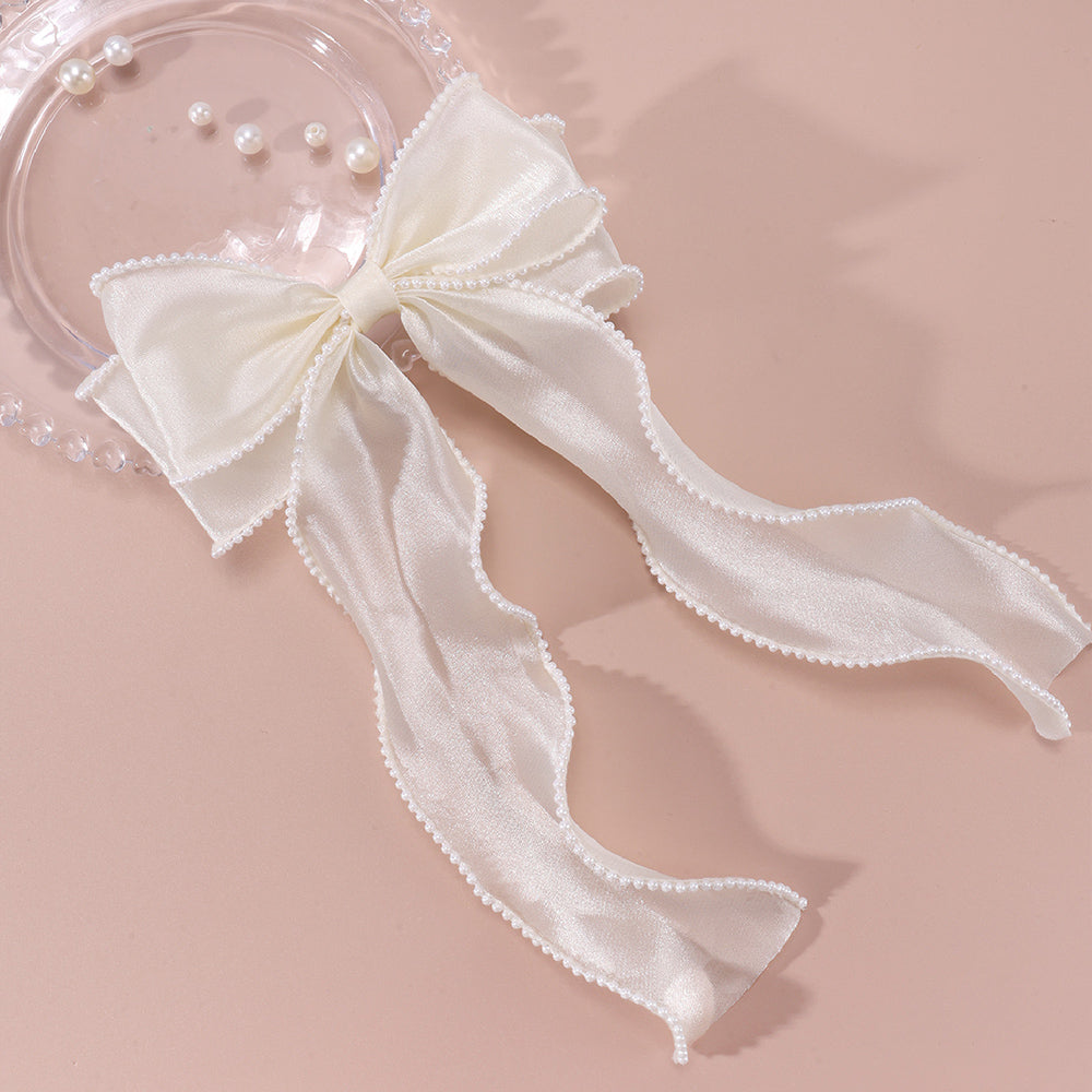 Pearl large Hair Bow Clips for Women