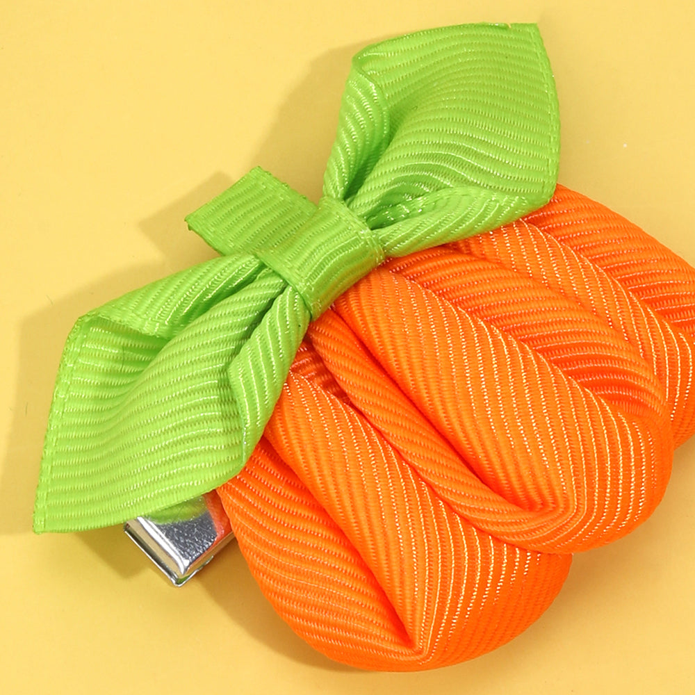 2PCS Cute Halloween Pumpkin Hair Bows