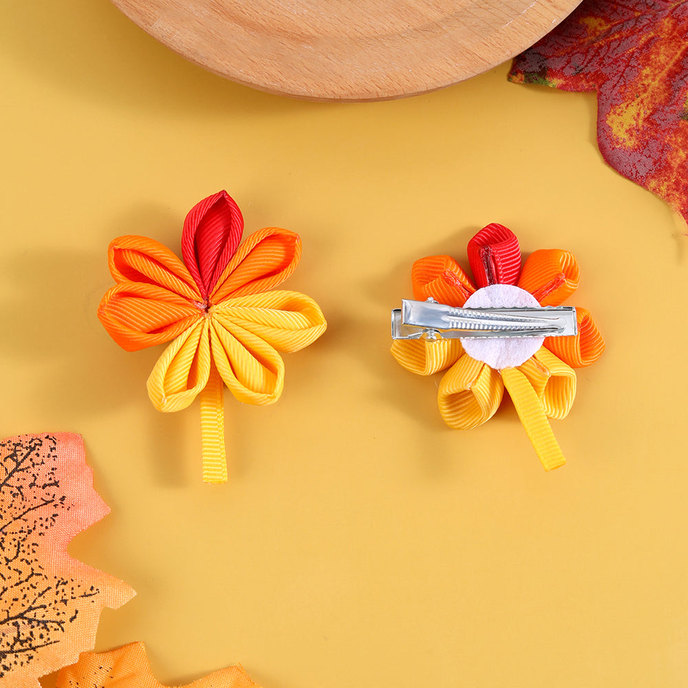 2PCS Thanksgiving Day Maple Leaf Hair Clips