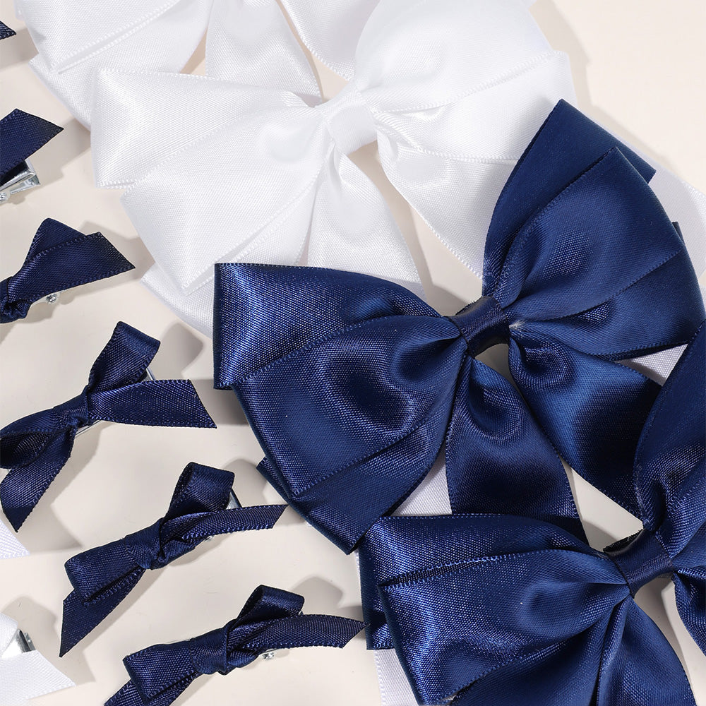 20Pcs Solid Color Satin Hair Bow Clip Set for Women Girls