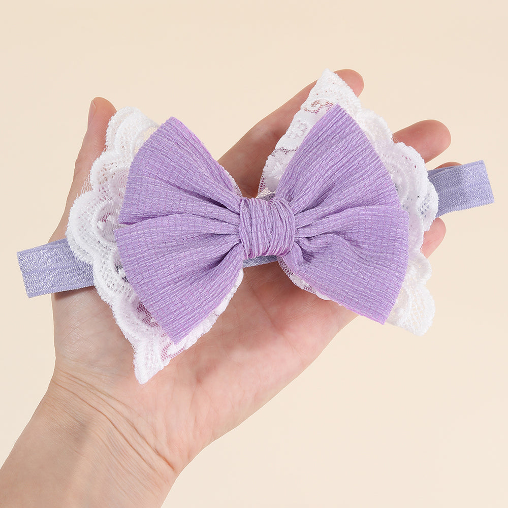 3Pcs Purple Baby Elastic Hairband Purple Flower Boutique Infant Headband