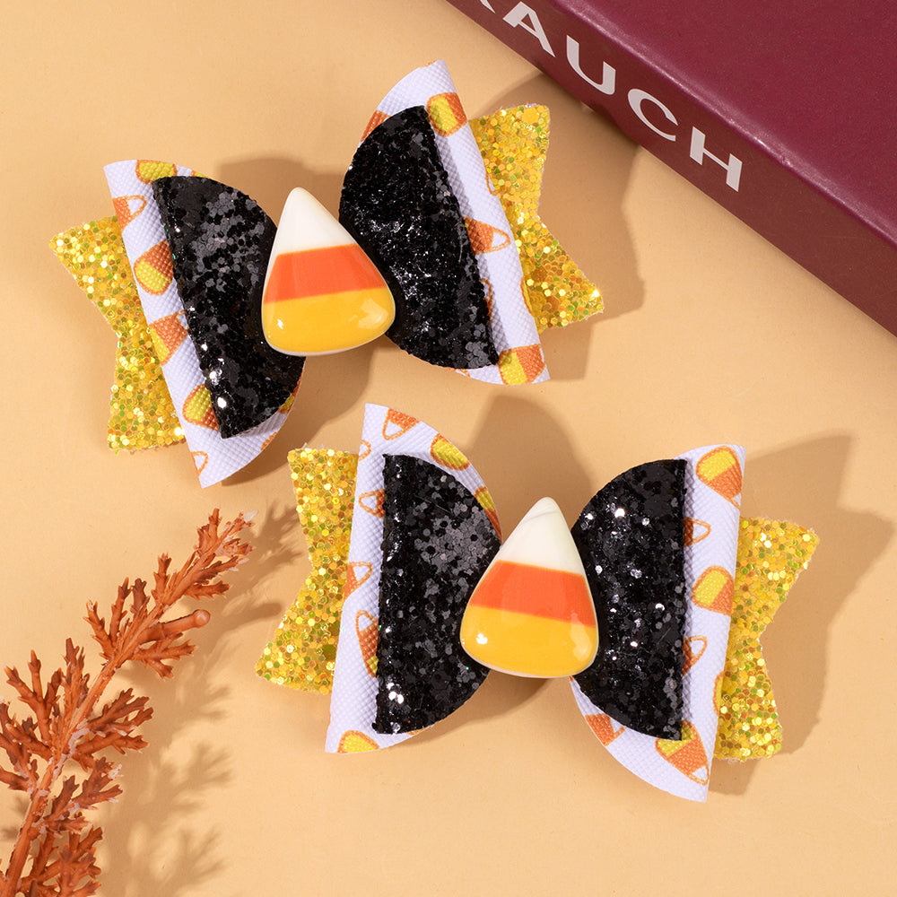 Girls Halloween Sparkly Cartoon Hair Clip Pigtails Leather Halloween Hair Accessories