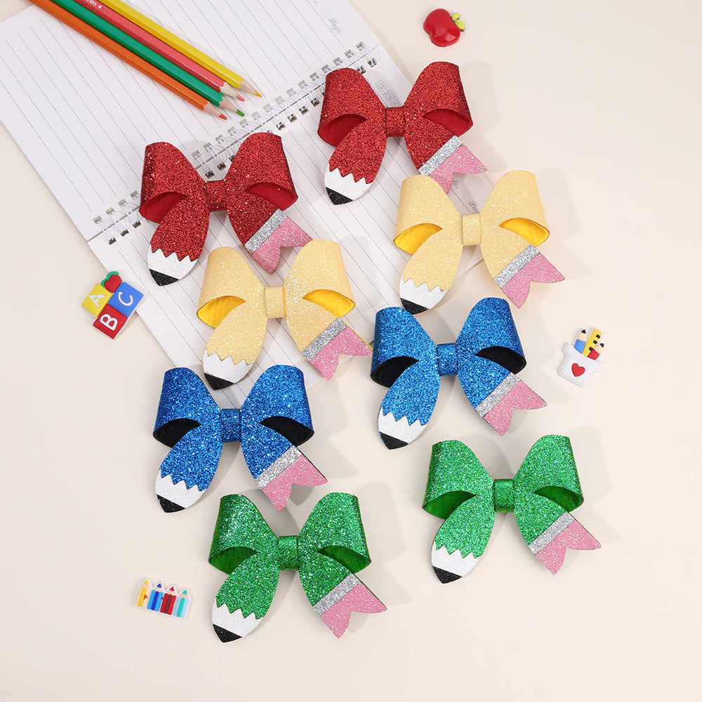 2Pcs Sparkly Glitter Pencil Hair Pins Back to School Hair Clip Girls