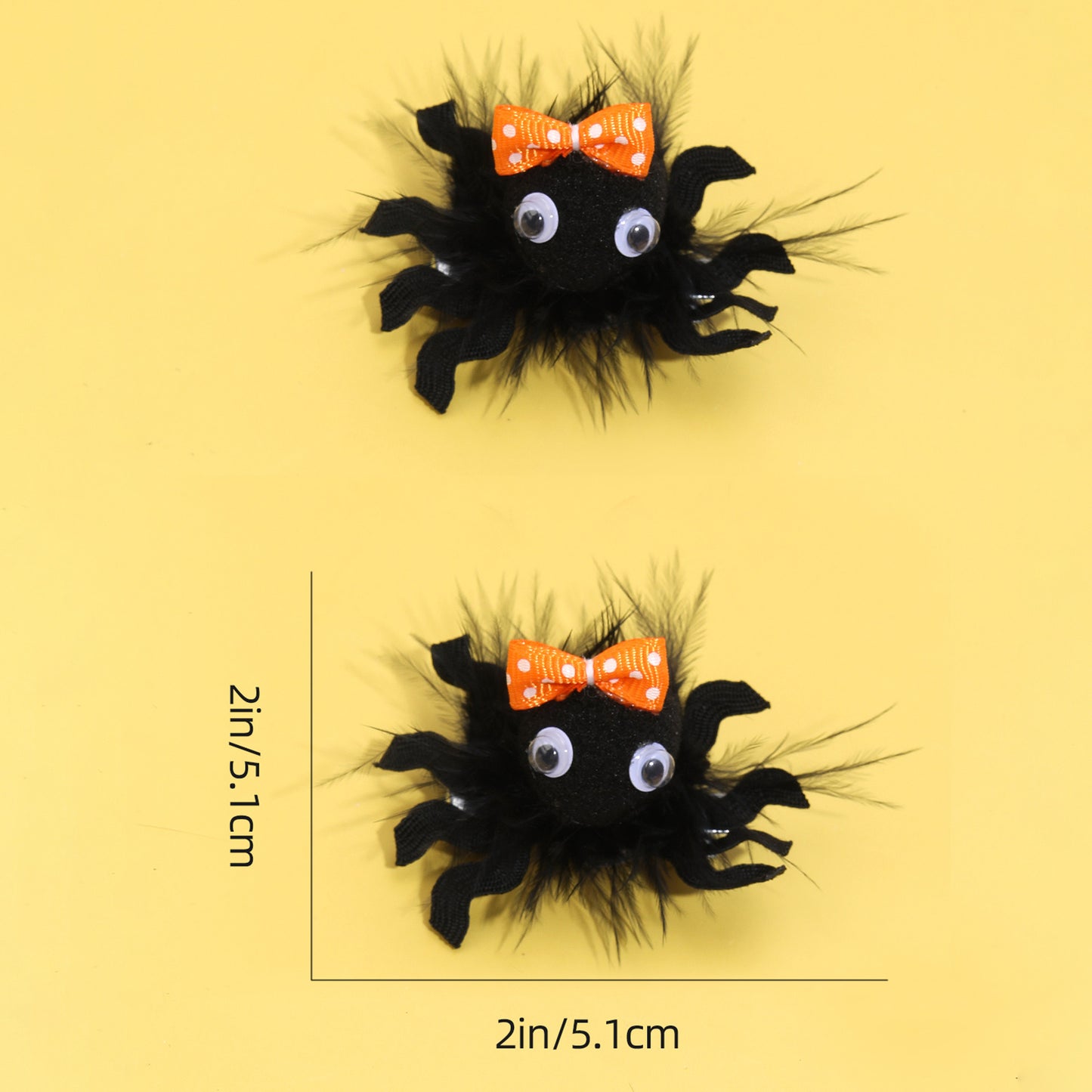 2PCS Halloween Stuffed Spider Hair Clips