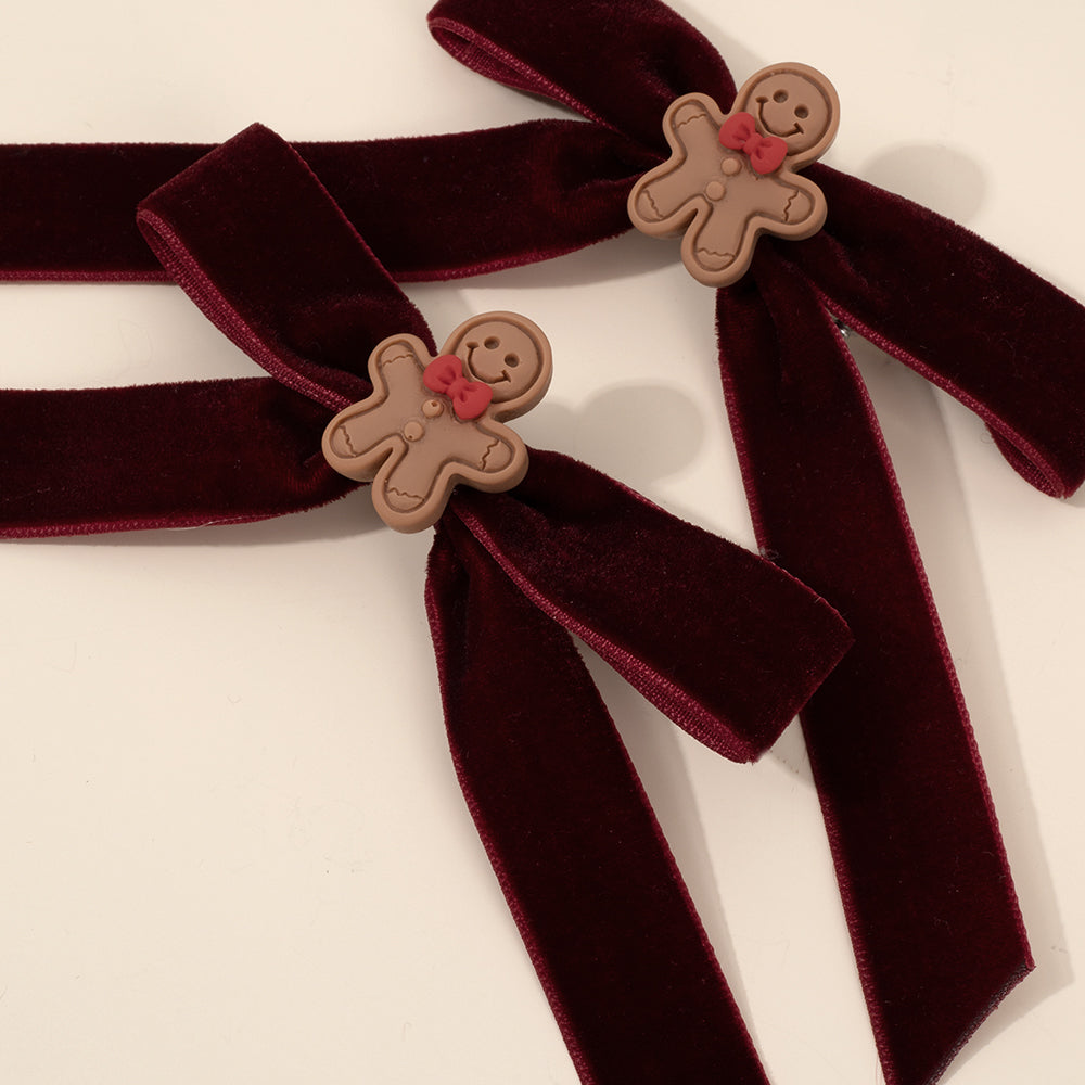 2Pcs Velvet Christmas Hair Bows Clips