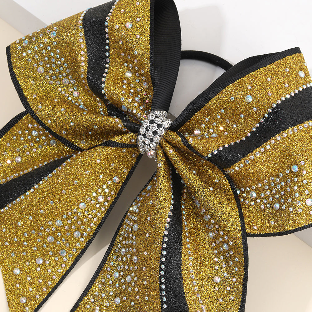 12pcs Chunky Glitter Cheer Bows with Ponytail Holder