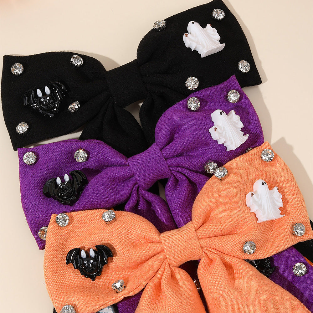 Large Fabric Halloween Hair Bow Clip for Girls