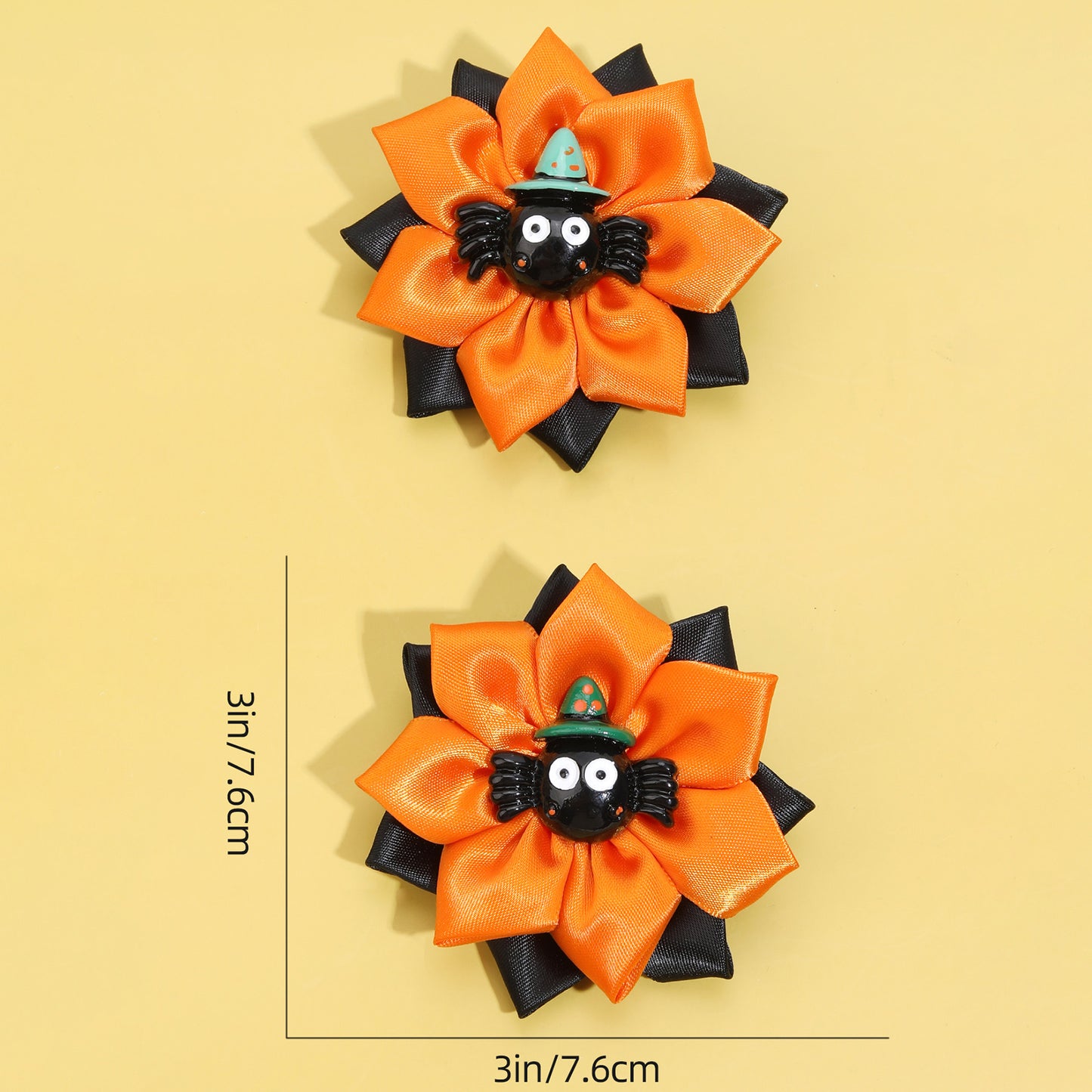 Halloween Spider Satin Flower Hair Bows