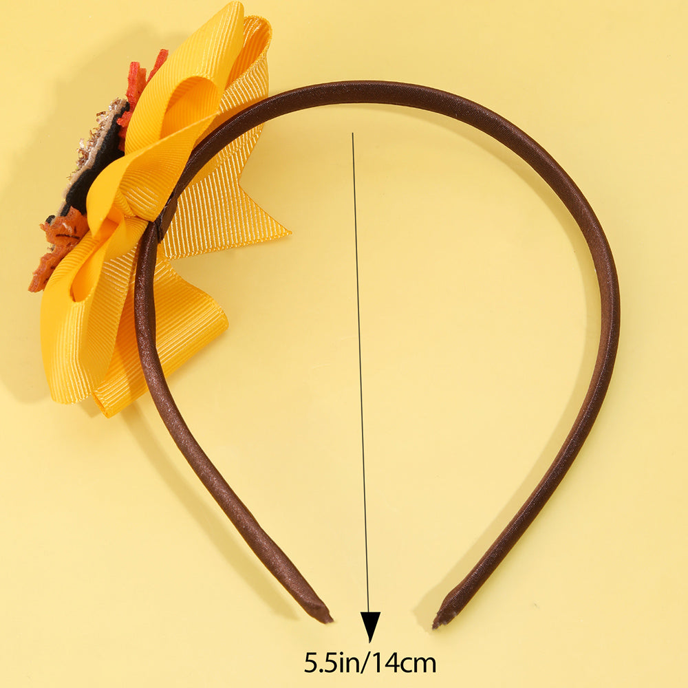 Thanksgiving Hedgehog Bow Satin Headbands