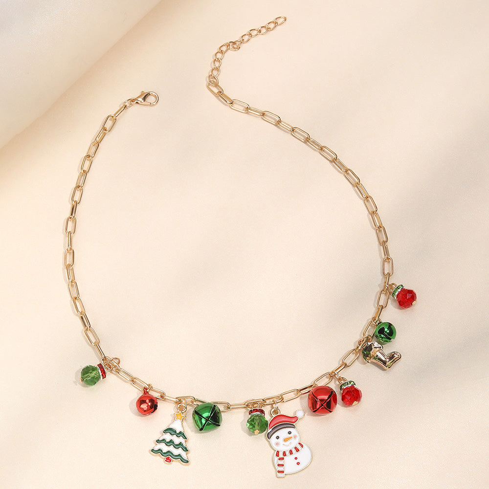 Christmas Snowman Bell Girls Necklace