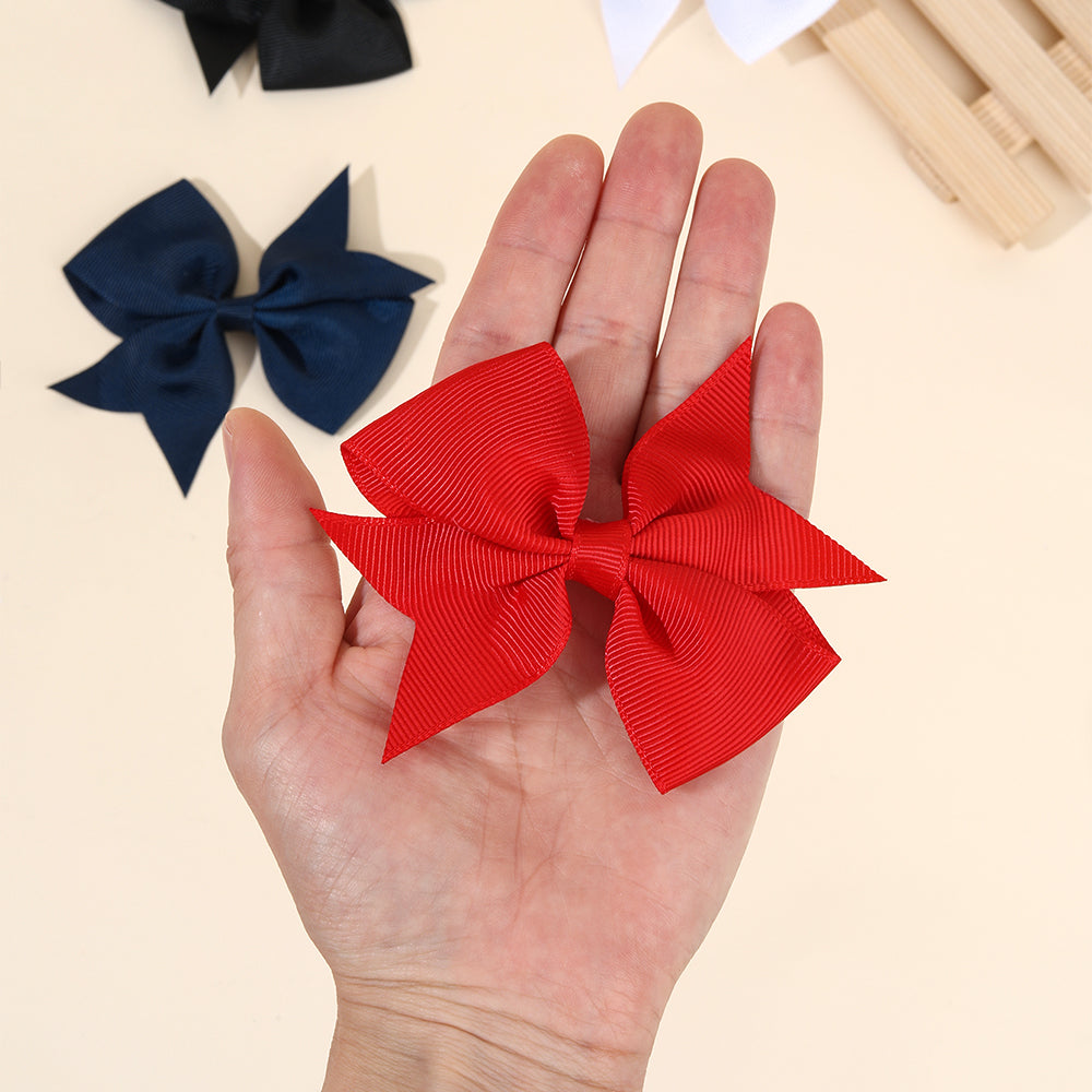 10pcs Solid Color Hair Bows Clips Red Black