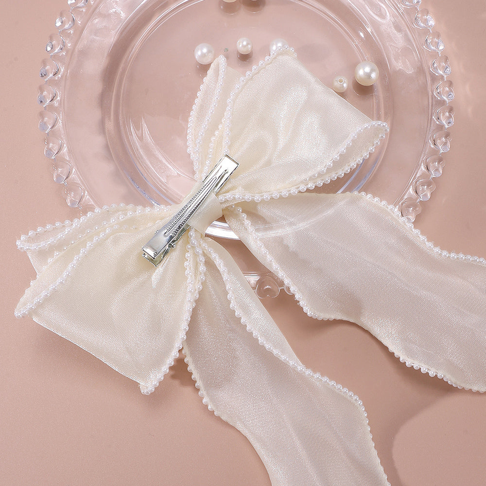 Pearl large Hair Bow Clips for Women
