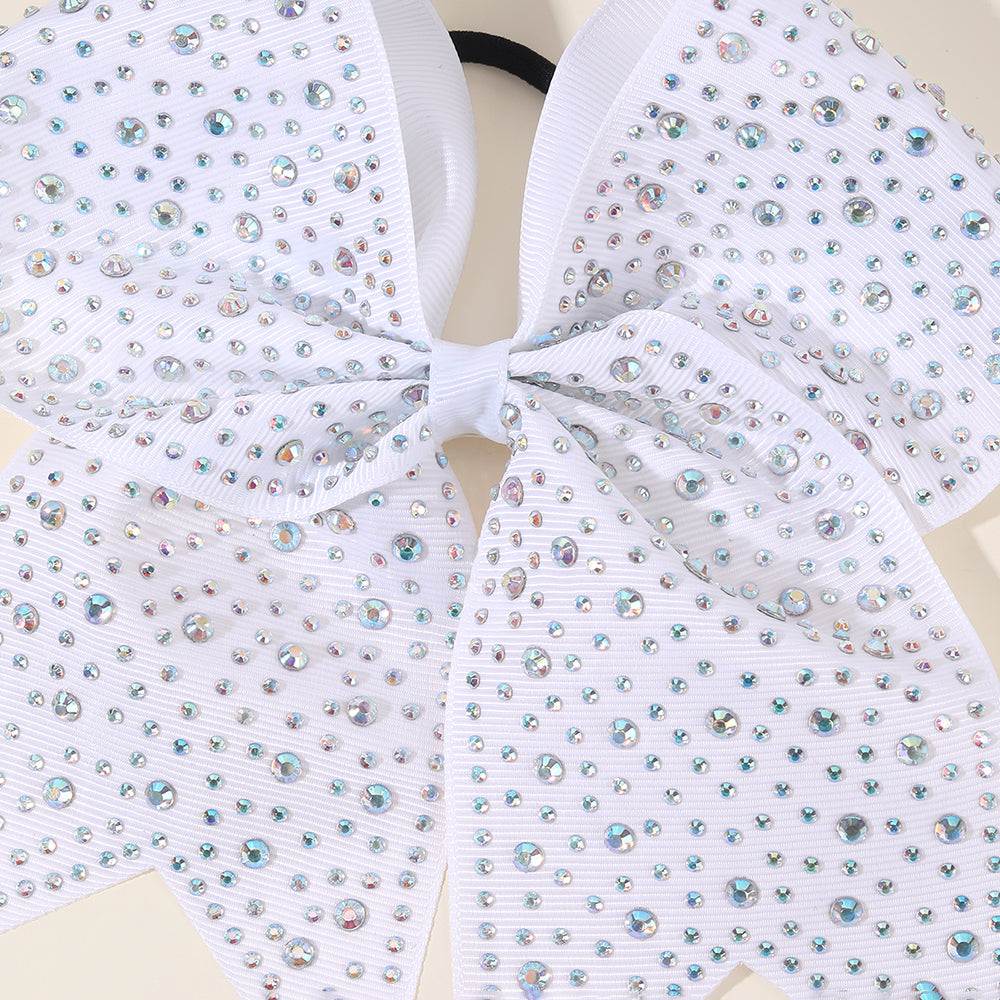 12pcs Rhinestone Cheer Bows with Ponytail Holder