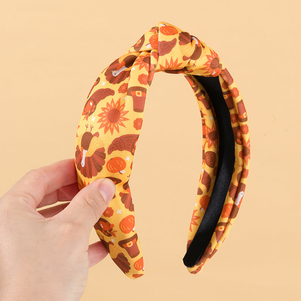 1Pcs Fabric Bow Knot Rhinestone Thanksgiving Headband