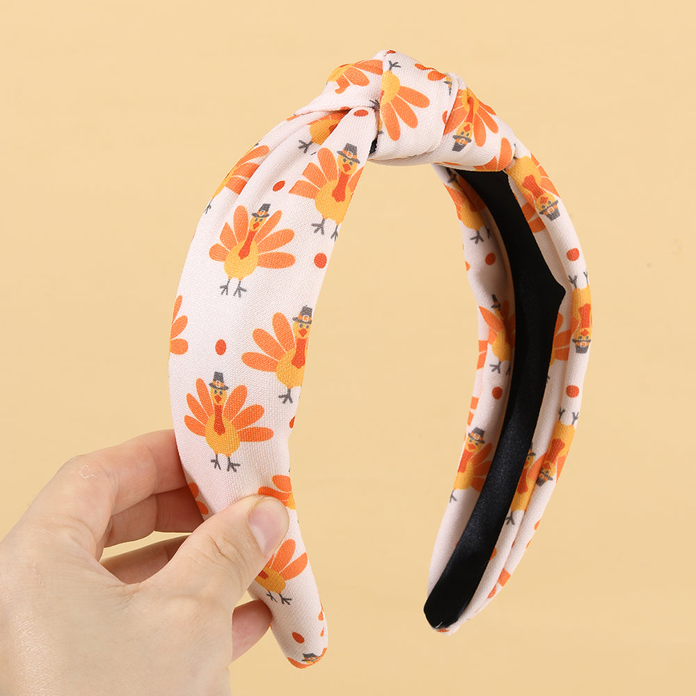 1Pcs Fabric Bow Knot Rhinestone Thanksgiving Headband