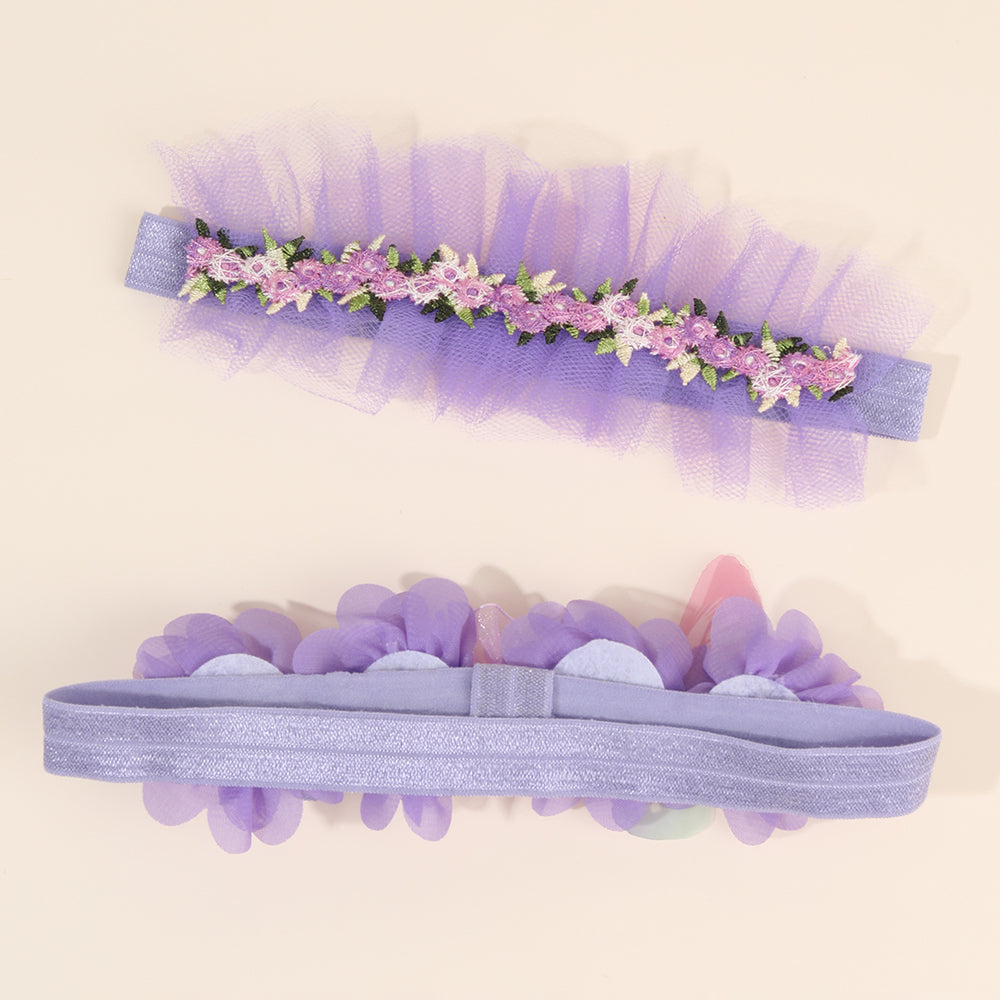 3Pcs Purple Baby Elastic Hairband Purple Flower Boutique Infant Headband