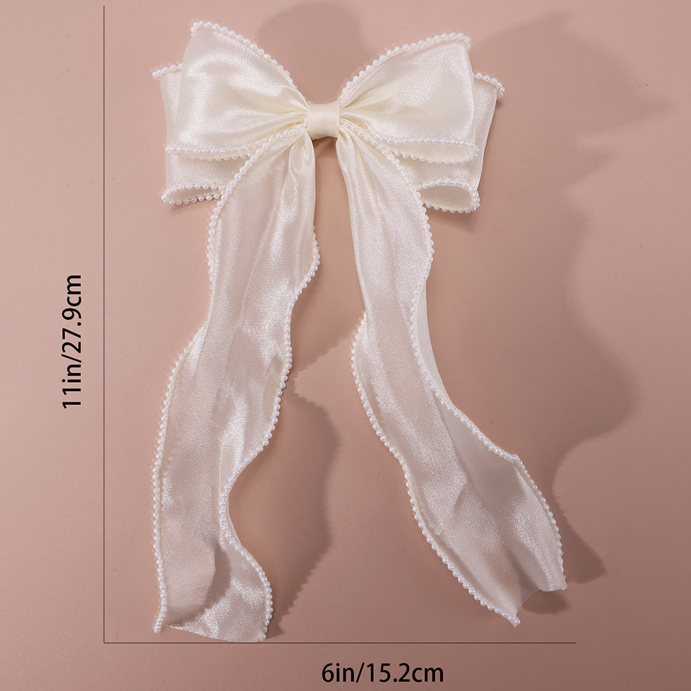 Pearl large Hair Bow Clips for Women