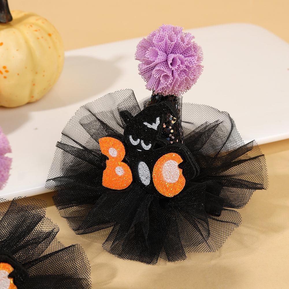 2Pcs Girls Halloween Mesh Crown Hair Clip Cute Cartoon Halloween Hair Clip Kids