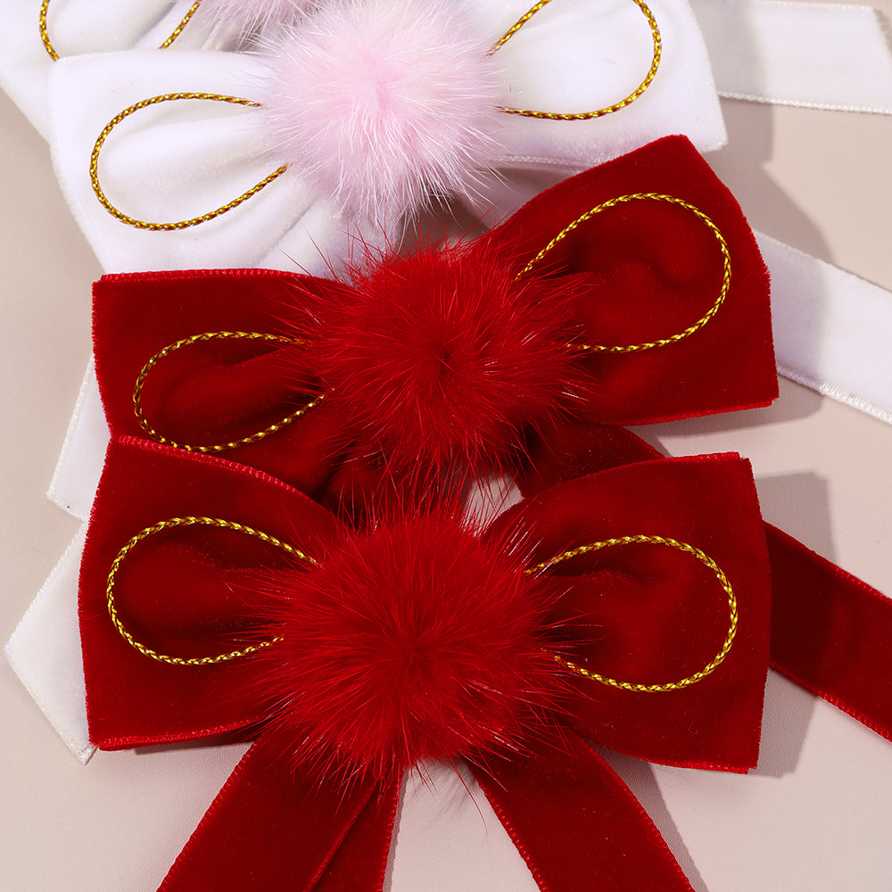 8PCS Winter Velvet Boutique Hair Bow Clip Set