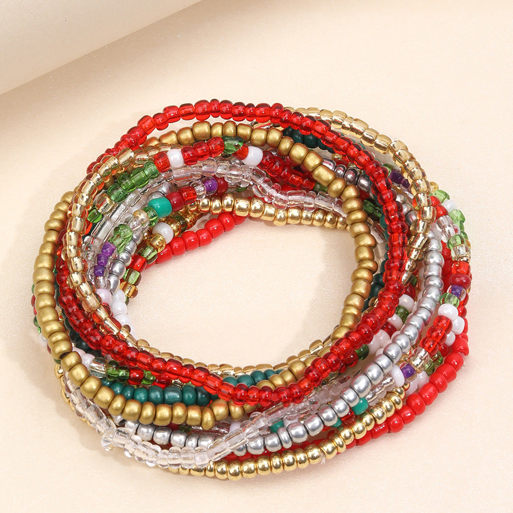12PCS Christmas Stackable Bead Bracelets