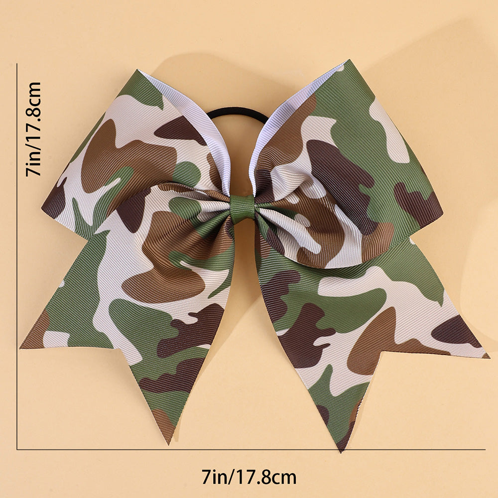 12Pcs Camo Cheer Bows with Elastic Band