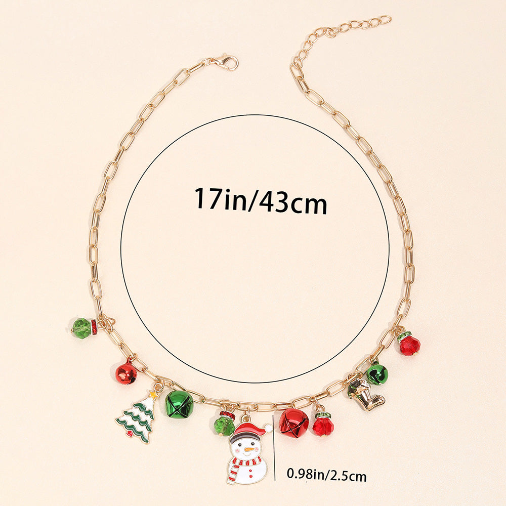 Christmas Snowman Bell Girls Necklace