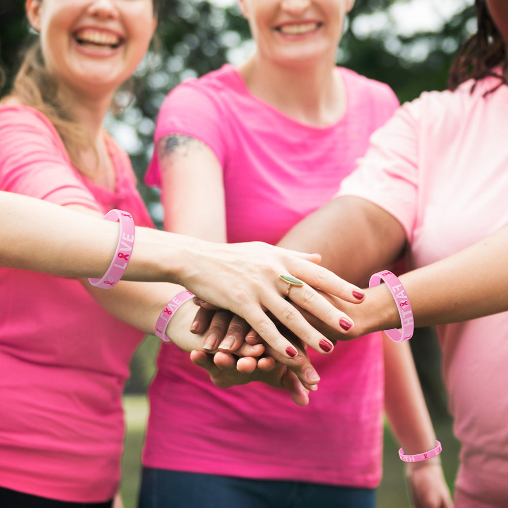 100PCS Breast Cancer Awareness Silicone Bracelets