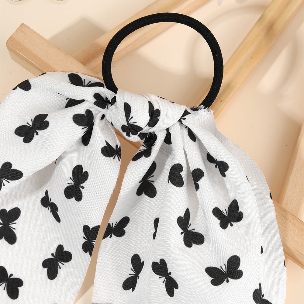 Women Print Fabric Handmade Ponytails Bow Ties Girls Scrunchies Accessories