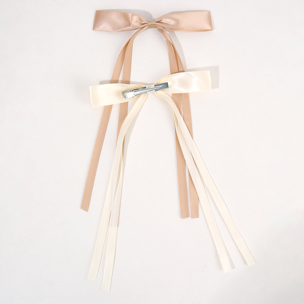 6pcs Satin Hair Bow With Long Tail