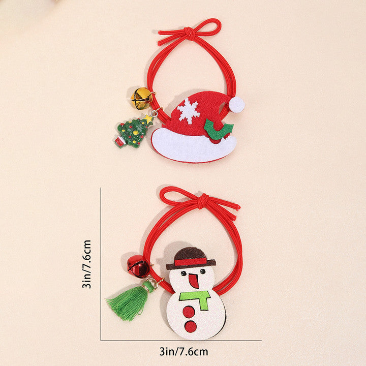 2PCS Christmas Snowman Hat Hair Ties