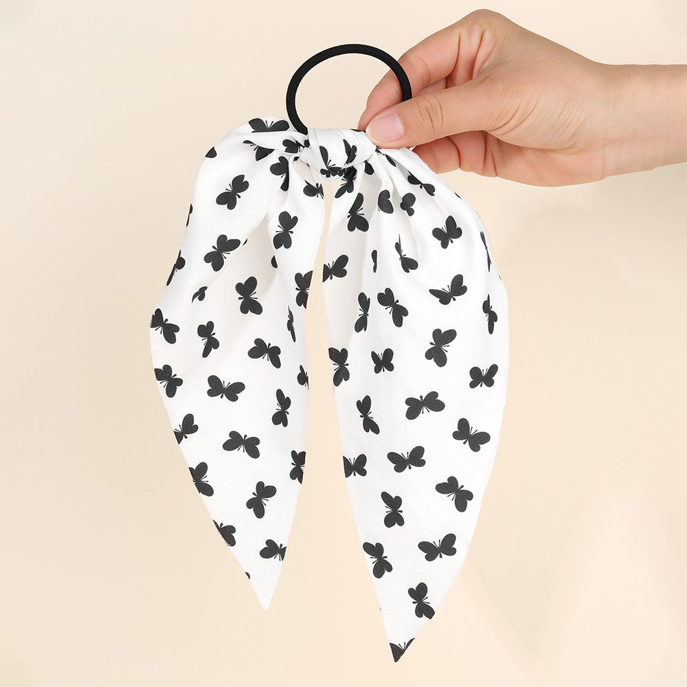 Women Print Fabric Handmade Ponytails Bow Ties Girls Scrunchies Accessories