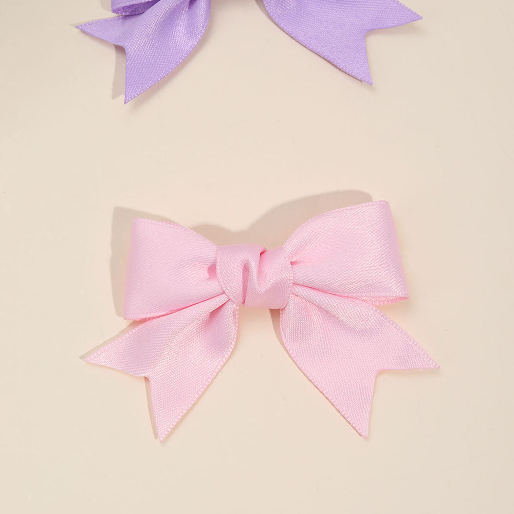 2Pcs Fabric Pigtail Hair Bow Clips