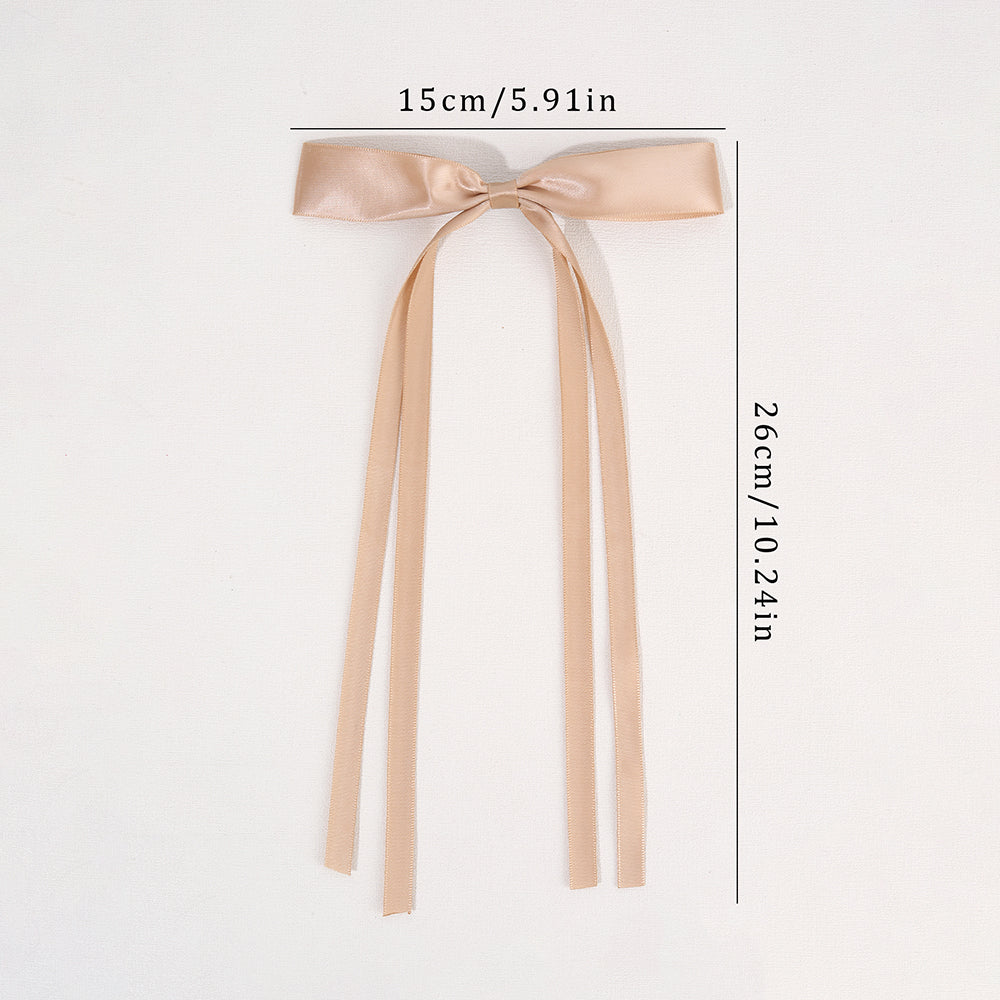 6pcs Satin Hair Bow With Long Tail