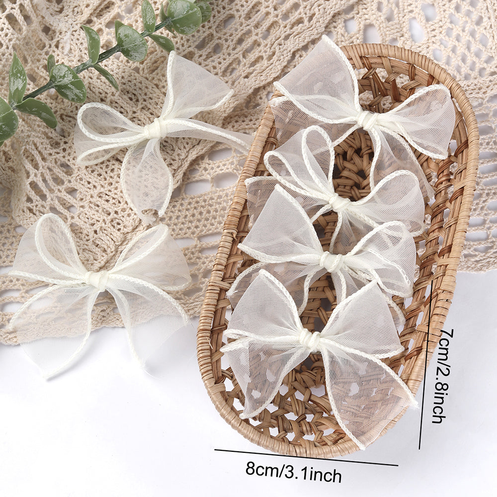 6Pcs Tulle Hair Bows Clips for Baby Kids