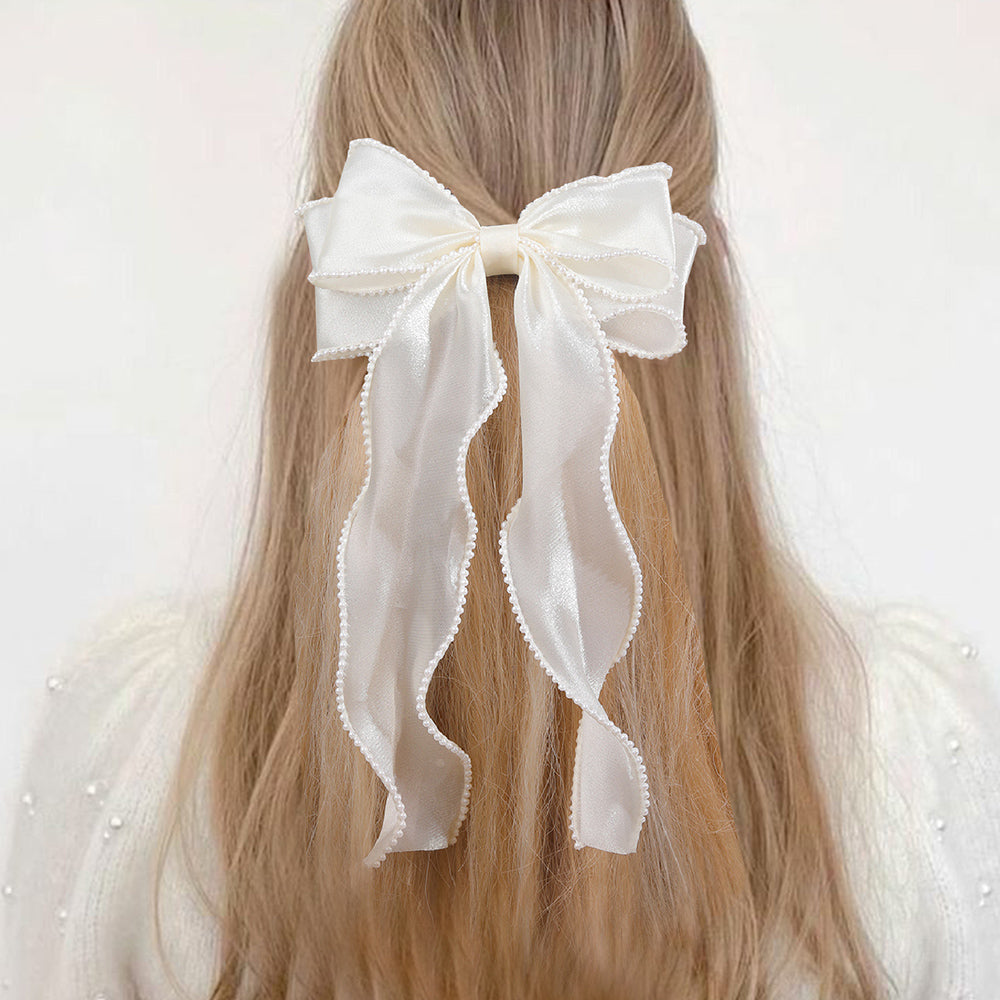 Pearl large Hair Bow Clips for Women