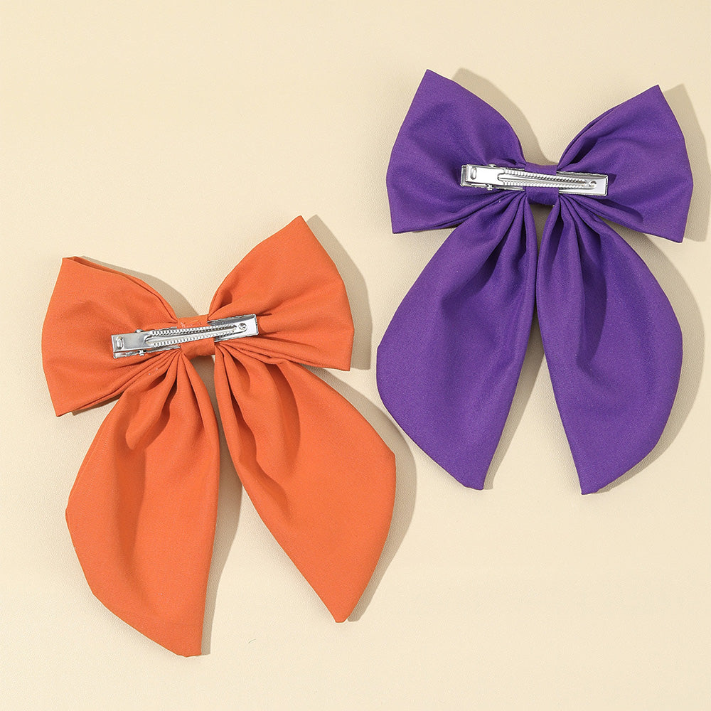 Big Fabric Embroidered Halloween Hair Bow Clip