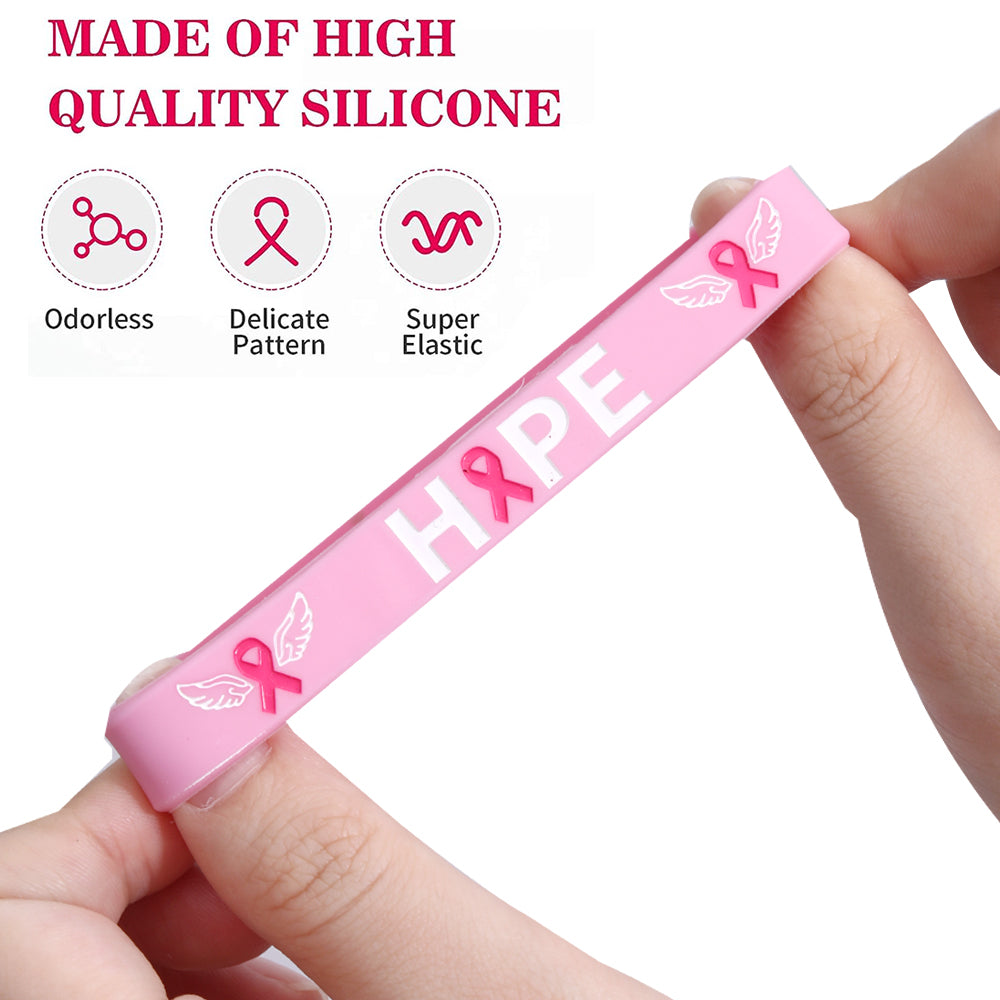 100PCS Breast Cancer Awareness Silicone Bracelets